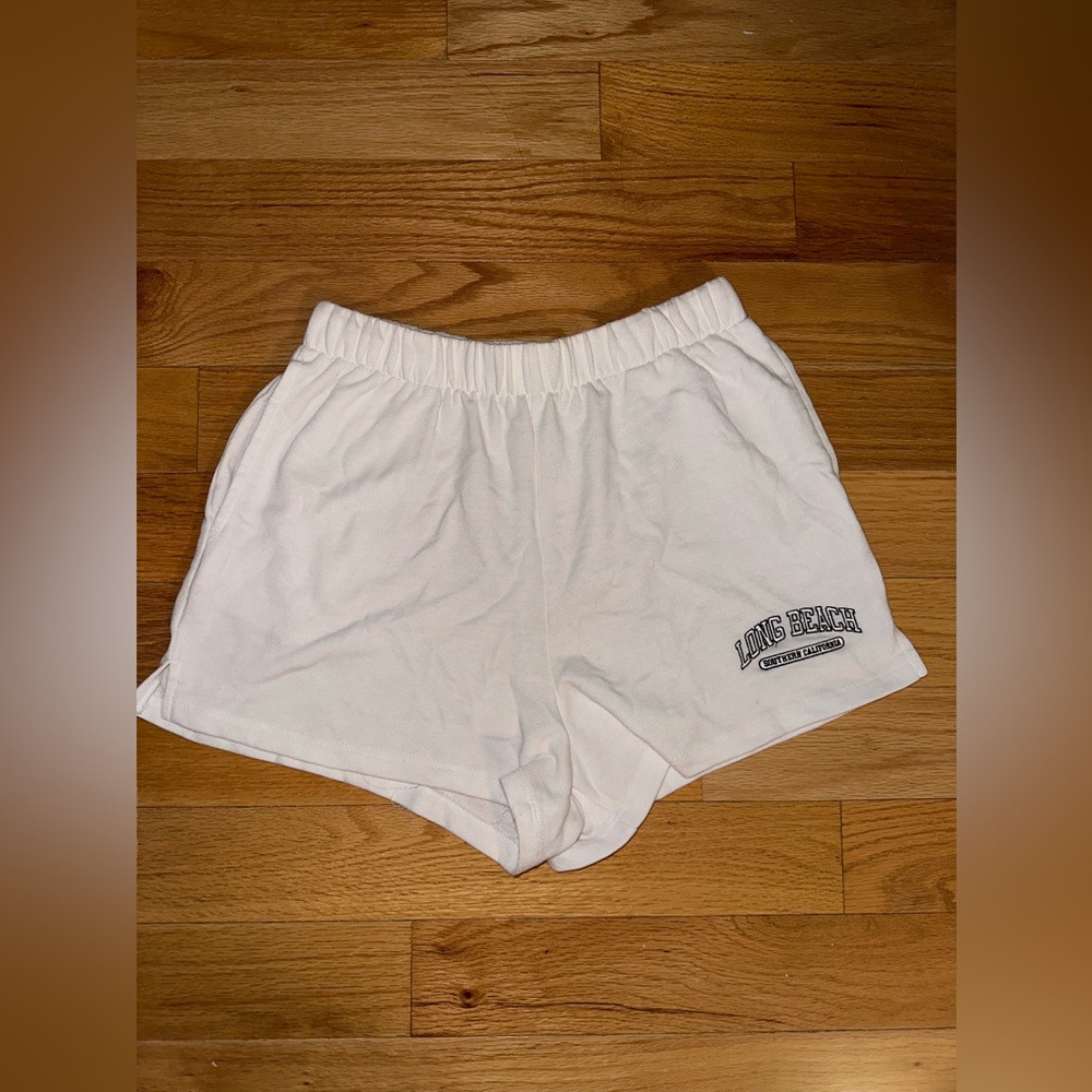 Garage White Shorts Long Beach Decal Size Small